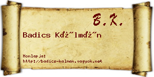Badics Kálmán névjegykártya