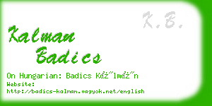 kalman badics business card